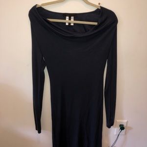 Midi dress BCBG dark blue. Roughed turtle neck top